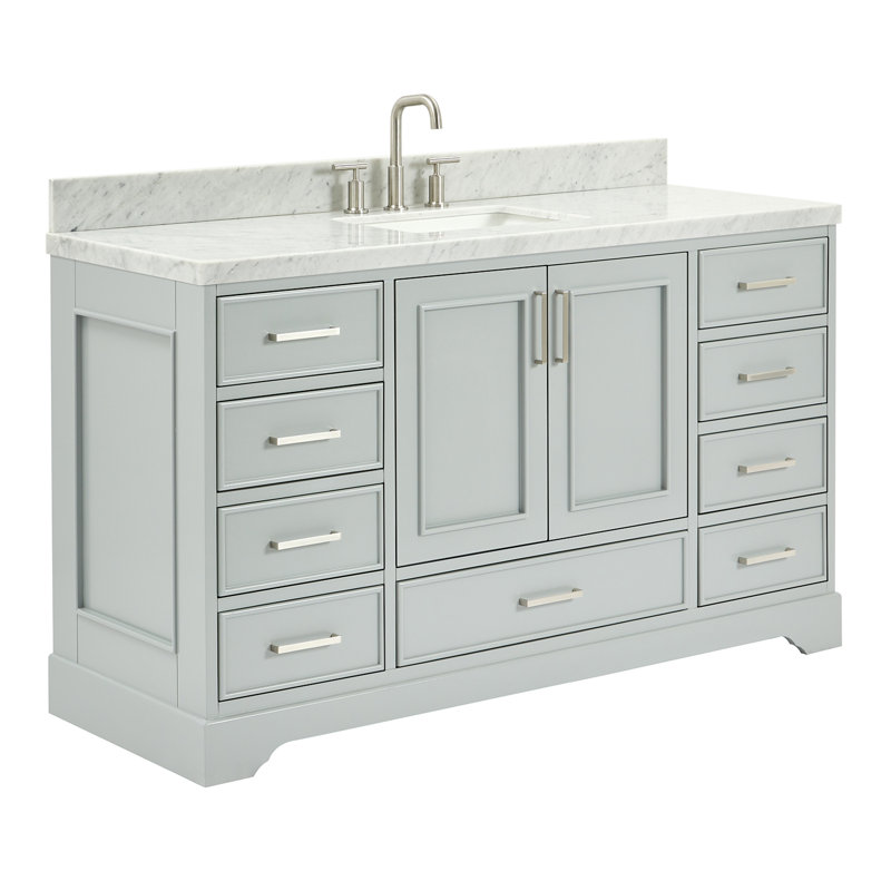 Ensemble de meuble-lavabo simple 61 po Abshire, Gris, Nickel brossé