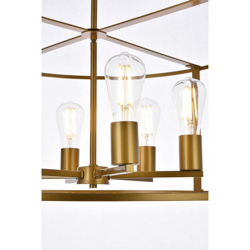 Carter-Johnson Geometric Drum Pendant, Brass, 12" H x 20" W x 20" D, 4 Lights