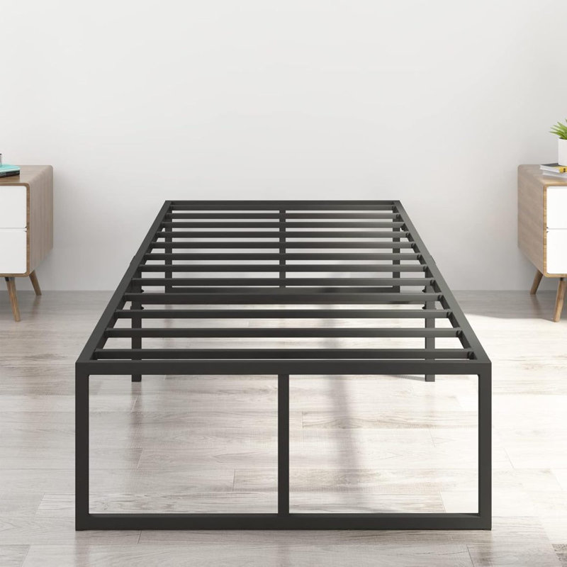 Structure de lit grand en métal avec un design minimaliste et un support silencieux, Grand lit