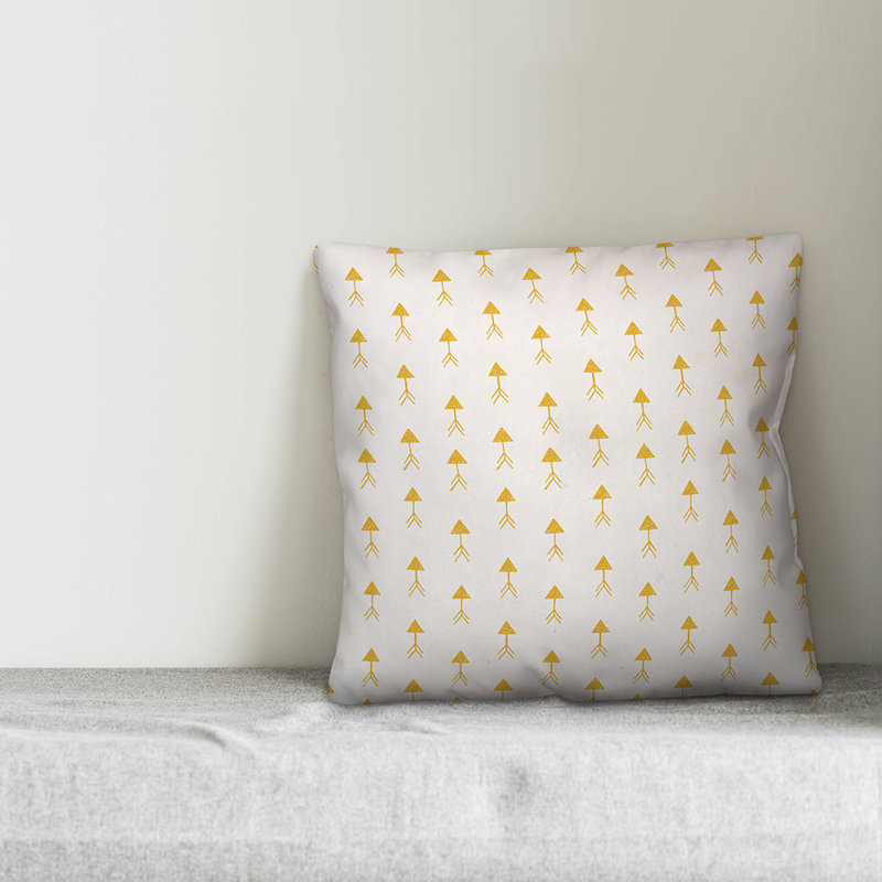 Polka Dots Reversible Throw Pillow, 16" x 16", White/Yellow Geometric 6