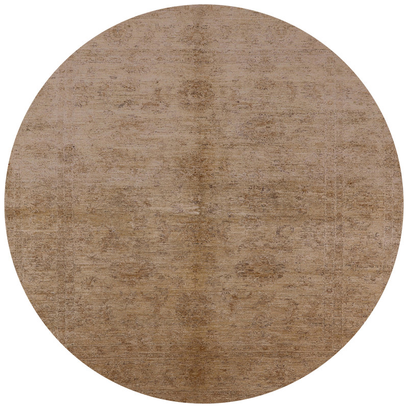 Tapis brun à motif oriental, Rond 7 pi
