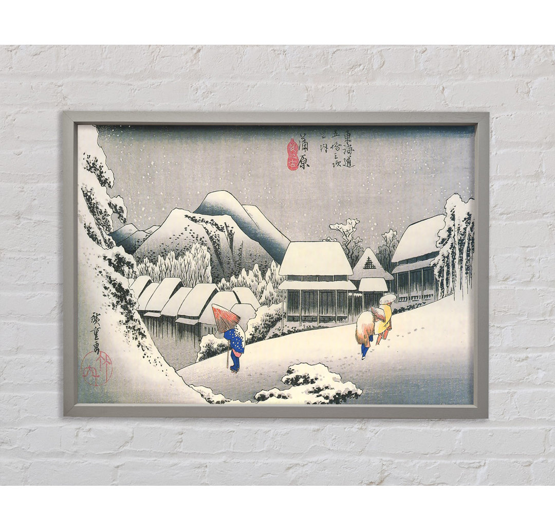 Hiroshige Ein Dorf im Schnee - Einzelner Bilderrahmen Kunstdrucke auf Leinwand