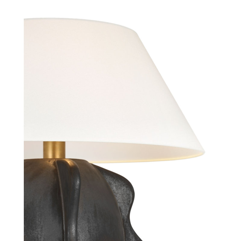 Delmar 22" Table Lamp with Linen Shade, Stained Black Metallic