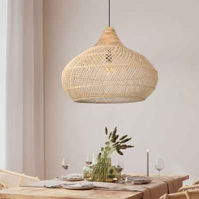 Luminaire suspendu en rotin naturel 1 lumière