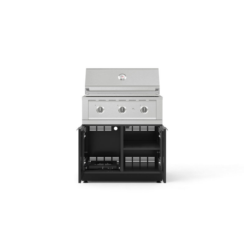 Ensemble de 2 armoires modulaires en aluminium pour l'extérieur Barbecue au propane liquide, Propane liquide, Noir