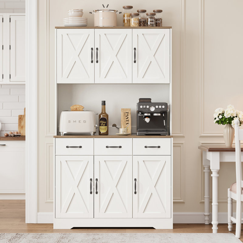 179cm Tall Kitchen Pantry With Charging Station, Adjustable Shelves, 3 Drawers, 4 Cabinets