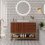 Meuble-lavabo autoportant de 36 pouces avec lavabo vasque en céramique texturée et base en acier inoxydable doré