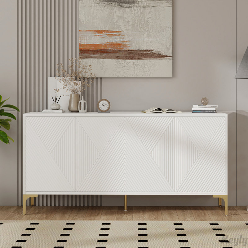 Buffet 4 portes avec rangement, Blanc