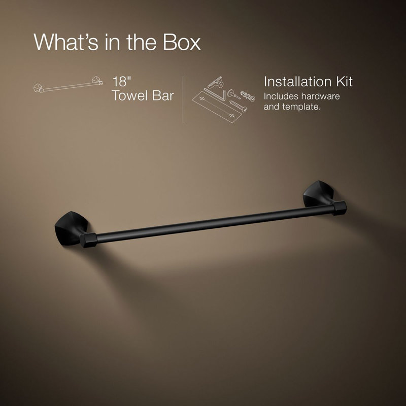 Occasion Towel Bar, 2.31" H x 18" W x 3.5" D, Matte Black