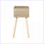 Mid-Century Modern 1-Drawer Nightstand with Rubber Wood Legs, White