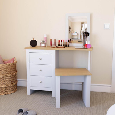 Morley Dressing Table with Mirror and Seat and Storage Included
