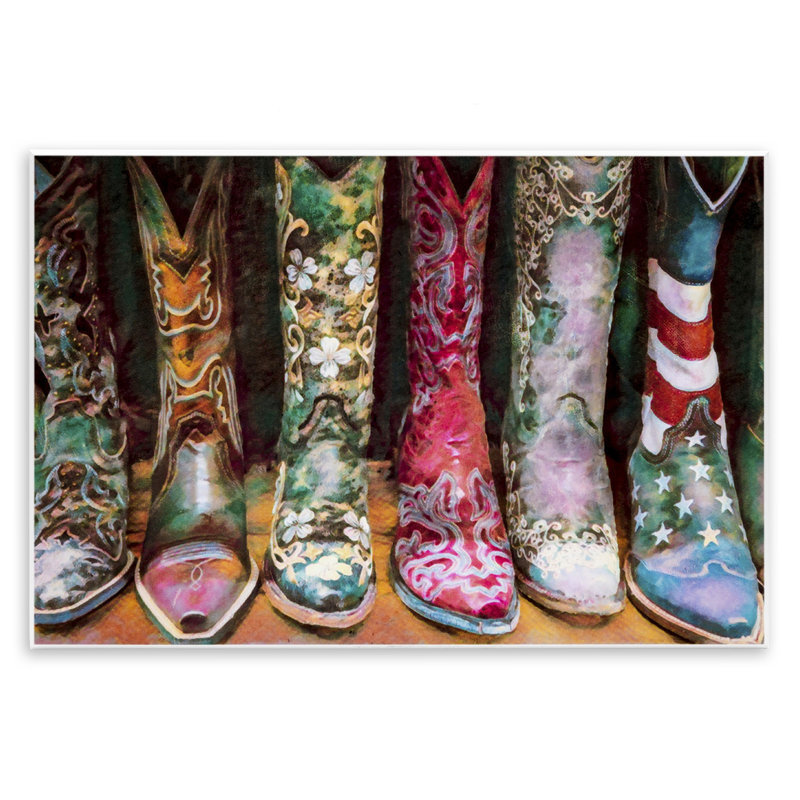 «Cowboy bottes», divers designs audacieux, art mural américain par Graffitee Studios, H 10 po x l 15 po x P 0,5 po