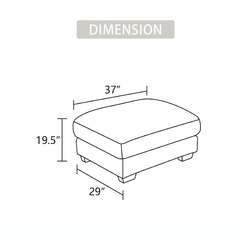 37" Corduroy Modular Ottoman – Convertible Sectional Footrest, Coffee Table & Seating, Brown