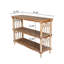 Console rustique à 3 niveaux avec détails d'inspiration gothique, longue table d'entrée en bois