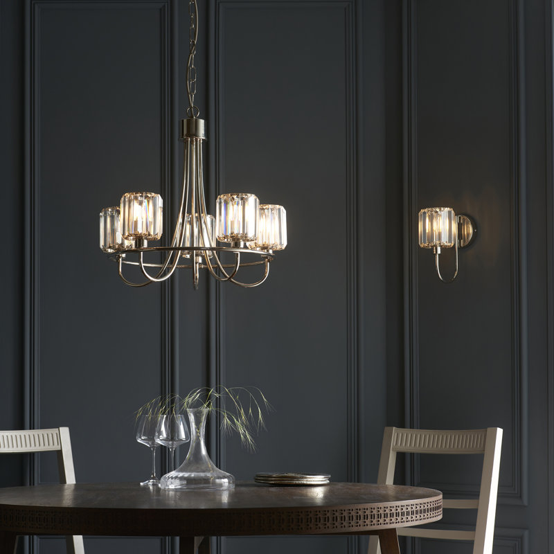Ampelius Armed Sconce, Bright Nickel Plate