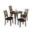 Solid Wood 5pc Dining - Round Walnut Brown Table & 4 -back Chairs Transitional Tabletop Padded Side-1829455127
