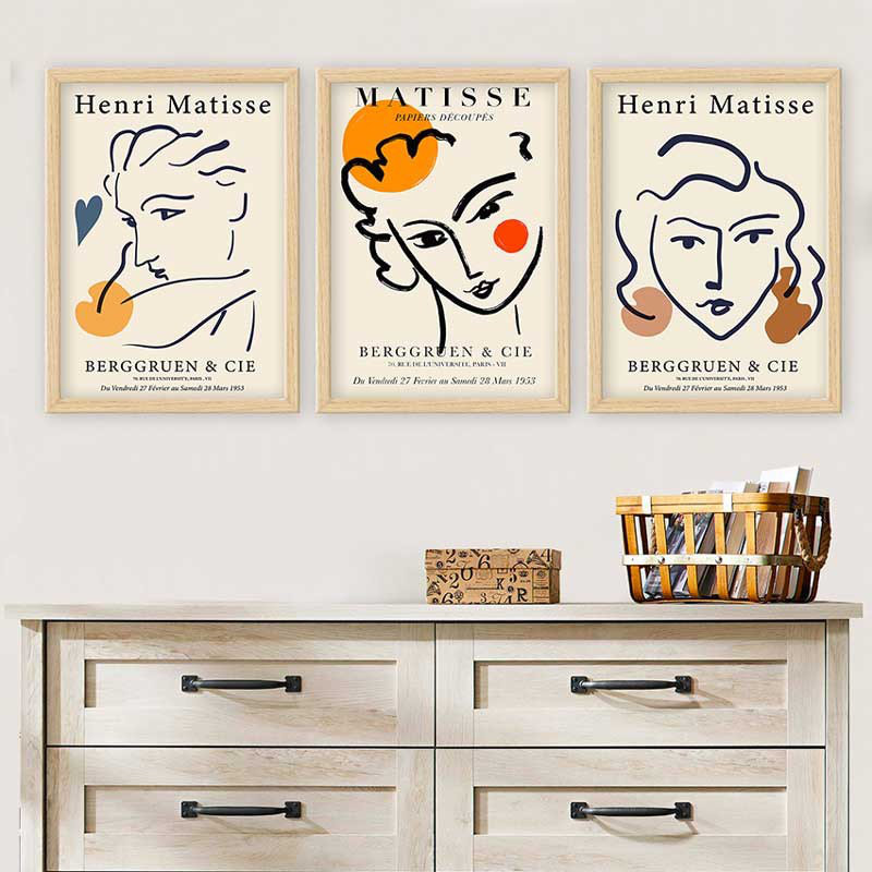Ensemble de 3 peintures élégantes encadrées décoratives, 13,8 x 17,7 pouces chacune | 100% bois avec cadre 100% polystyrène (épaisseur: 0,8 pouce) | Impression numérique UV, parfaite pour le salon et la décoration intérieure