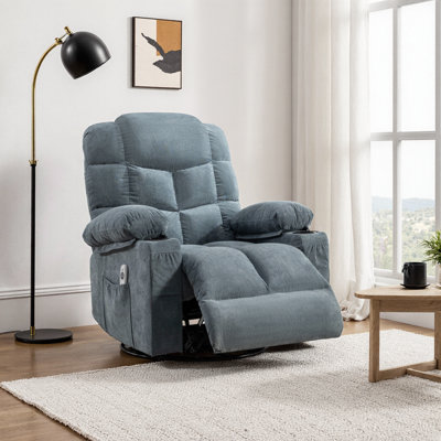 Living Room Oversized Power Comfort Massage Recliner Chair - Swivel, Heat, USB & Storage
