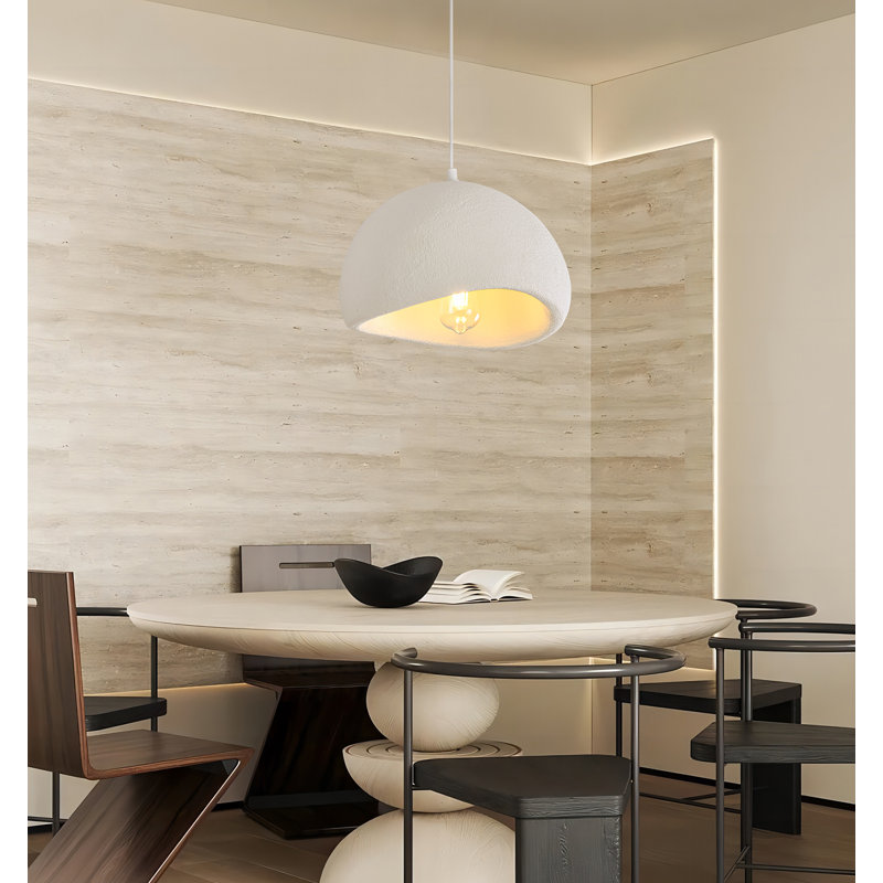 Jimyah 1- Light White Polyesters Unique/Statement Modern Pendant, 55" H x 11.8" W x 9.45" D