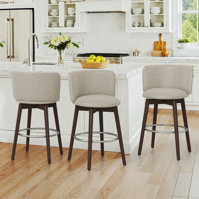 Tabouret de bar rotatif 26 po - Cuir, Similicuir gris