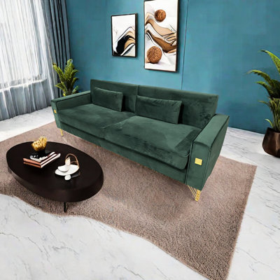 Luxury Velvet With Golden Ornaments - Stylish Couch For Living Room And Office Decor Gold Accents 2 Modern