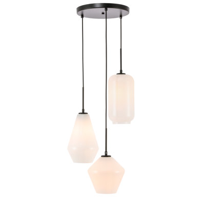 Vandyke 3-Light Cluster Geometric and Cylinder Pendant 