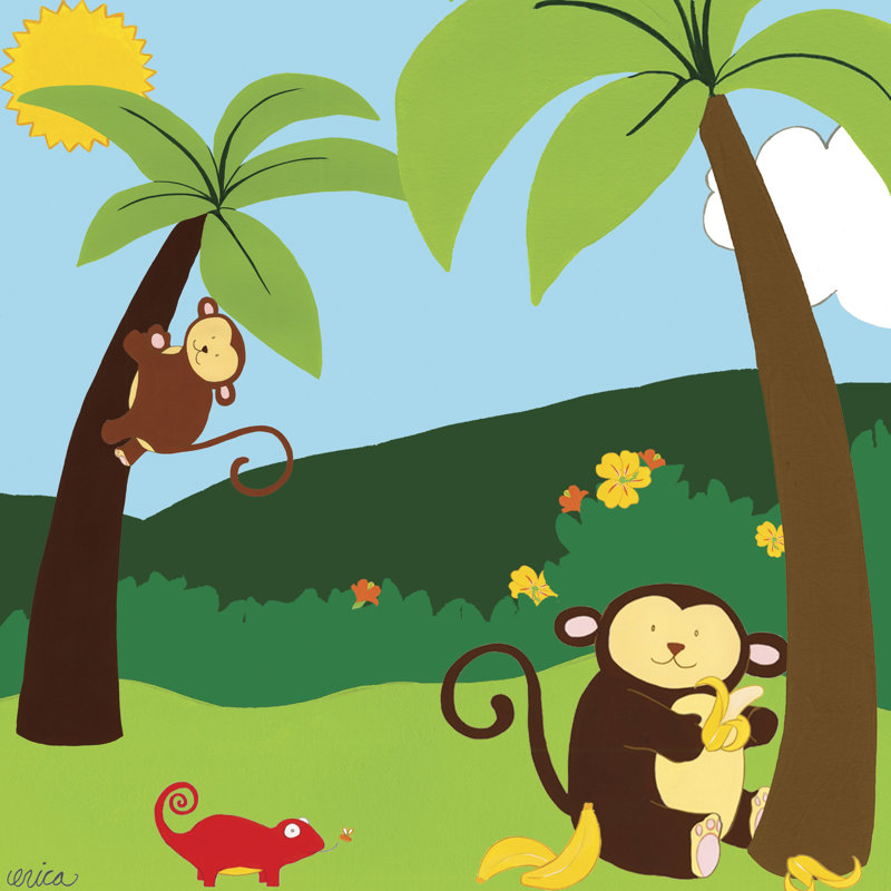 Jungle Jamboree II - Wrapped Canvas Art Prints, 30cm H x 30cm W x 3.8cm D