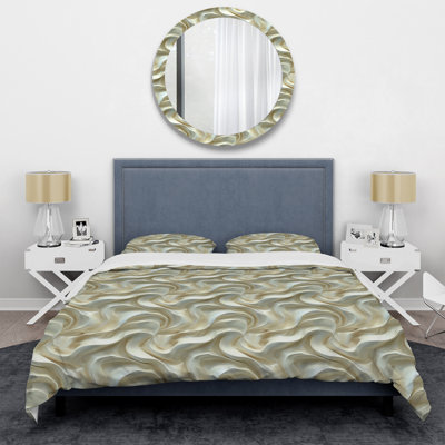 Ensemble de housse de couette Ivory Cream Fluid Waves - Modern