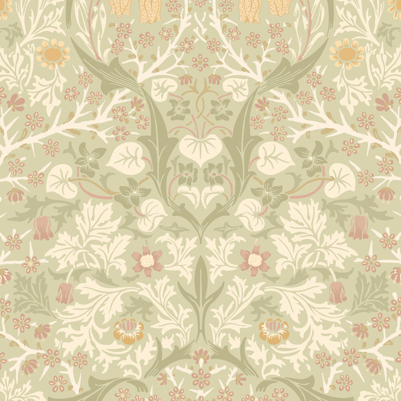 Blackthorn Damask - Olive & Clay, Olive Green