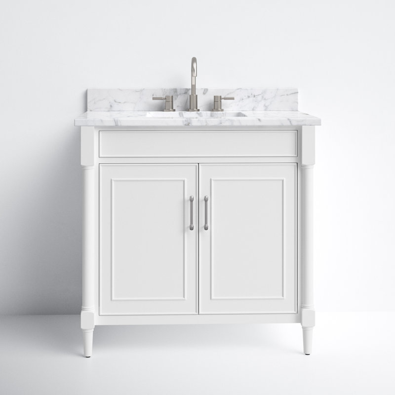 Selene 37'' Elegant White Single Freestanding Bathroom Vanity