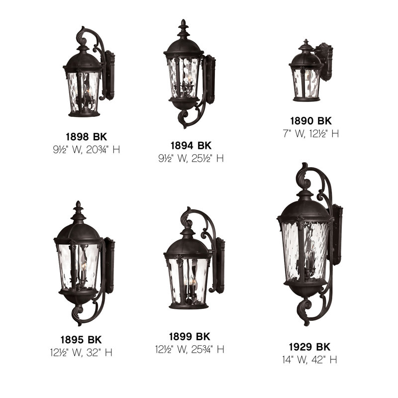 Windsor 3-Light Outdoor Wall Lantern, 25.5" H x 9.5" W x 12" D, Black
