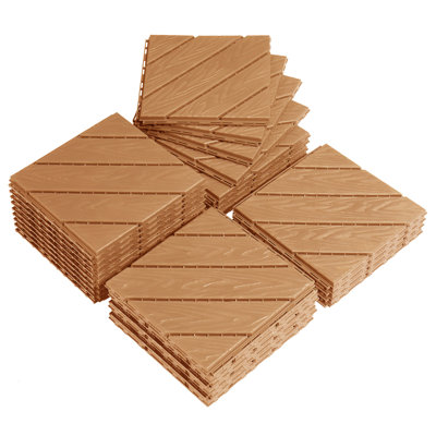 11.8'' L x 11.8'' W Plastic Interlocking Deck Tile