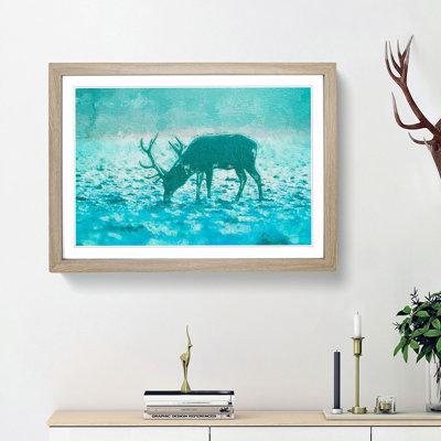 Grazing Stag in Abstract - Picture Frame Painting Print
