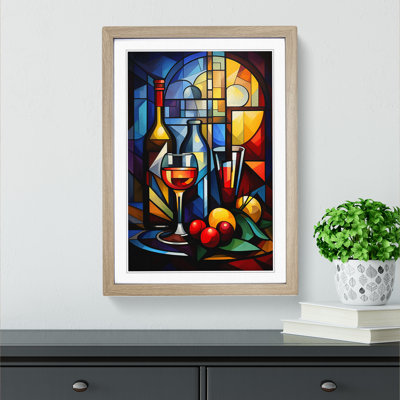 Wine Cubism Art - Framed Print