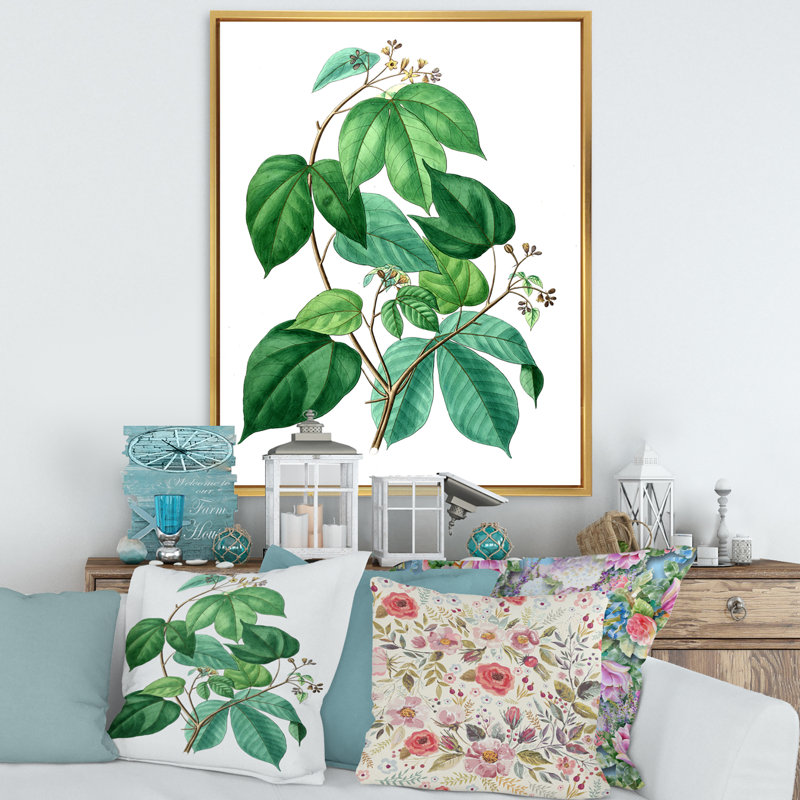 «Leaves Plants III», reproduction sur toile à cadre flottant, H 40 po x l 30 po x 1,5 po, Doré