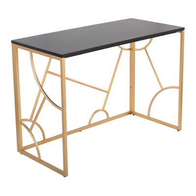 Bureau contemporain en métal doré et bois noir