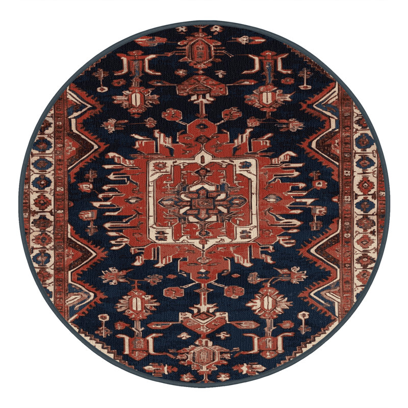 Tapis brun lavable à la machine, Rond 5 pi