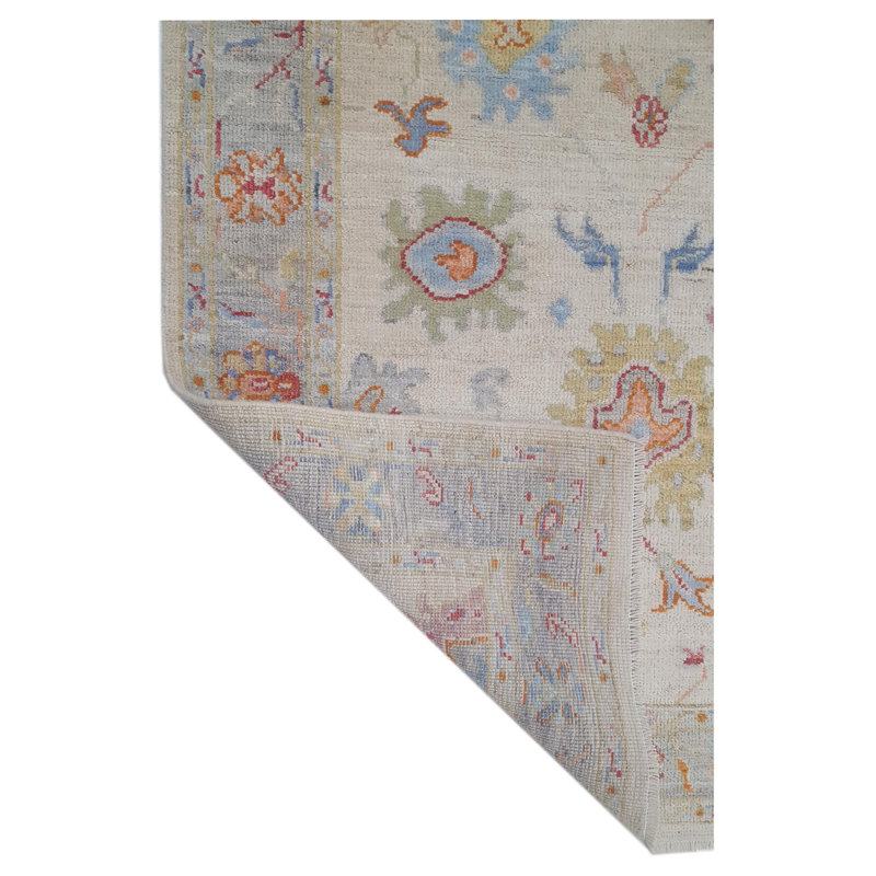 Pacific Ushak Wool Weft 4x6 Ivory Lt. Gray Transitional Hand Knotted Area Rug