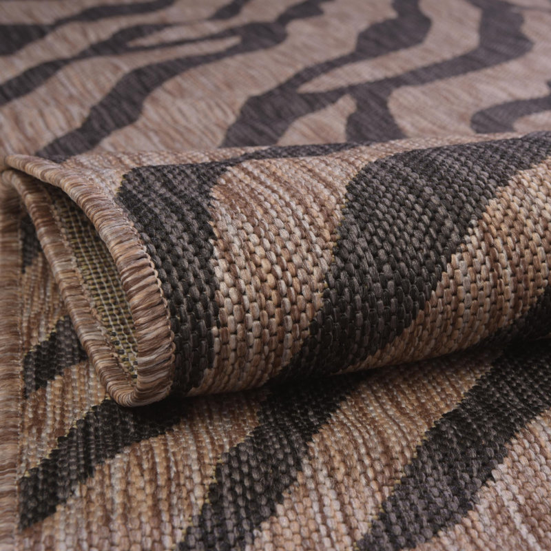 Natural Tsavo Indoor/Outdoor Safari Rug, Round 3'