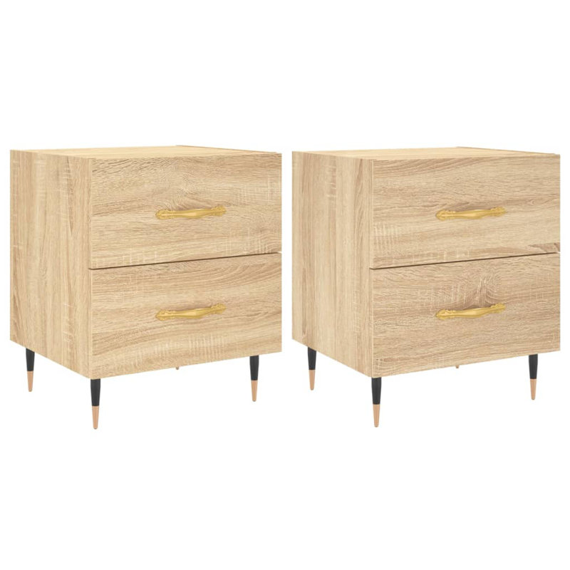 Rydal 40cm W Iron Bedside Table, Sonoma Oak, Set of 2