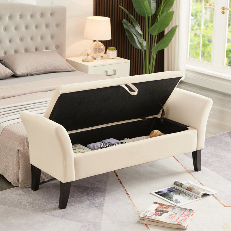 51.5" Bed Bench With Storage Velvet