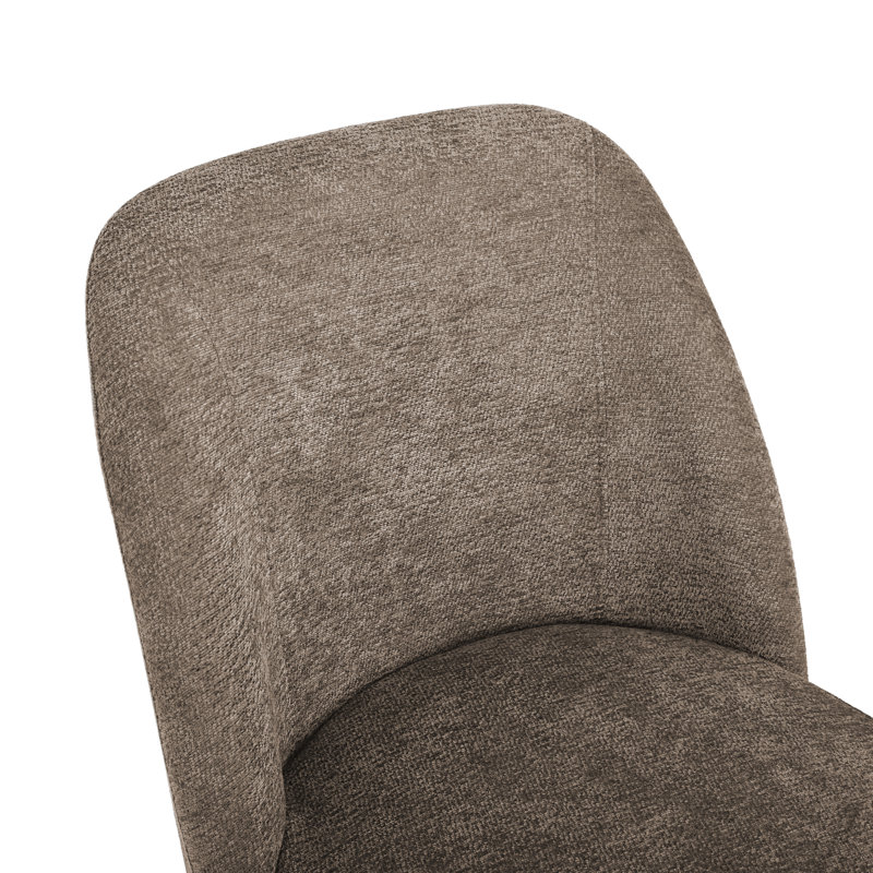 Chaise de salle à manger Bason de style milieu du siècle en chenille, sans accoudoirs, avec pieds en bois courbés (ensemble de 6)