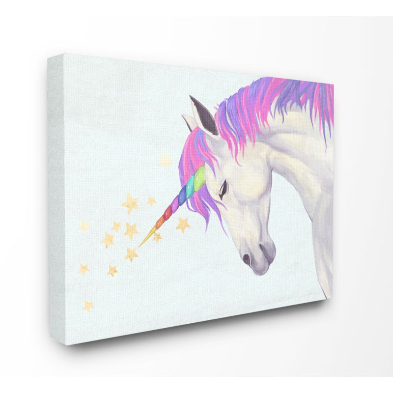 Gustafson, étoile d'or, arc-en-ciel, licorne, art, Toile tendue, H 24 po x l 30 po x P 1,5 po