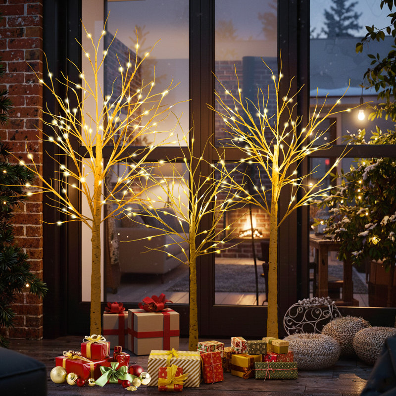  Arbre de Noël artificiel extérieur illuminé 4/5/6 pi avec 216 lumières DEL blanc chaud