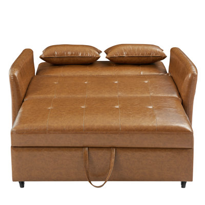 Orisfur. 51.57" Convertible Sleeper Bed, Adjustable Oversized Armchair  with Three USB Ports for Small Space(Old SKU:N719S001700D), Brown