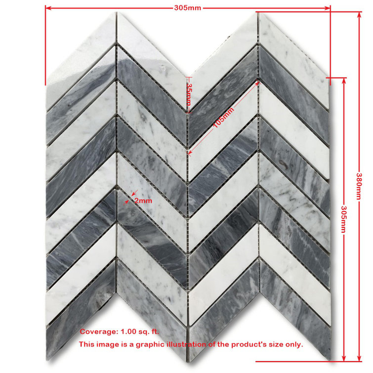 Nero Marquina Black Marble 1x4 Herringbone Mosaic Tile Honed