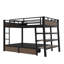 Lit superposé double en métal avec tablettes de rangement et ports USB, noir-798069262