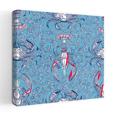 «Blue Lobster Crab Motif», impression d'art mural