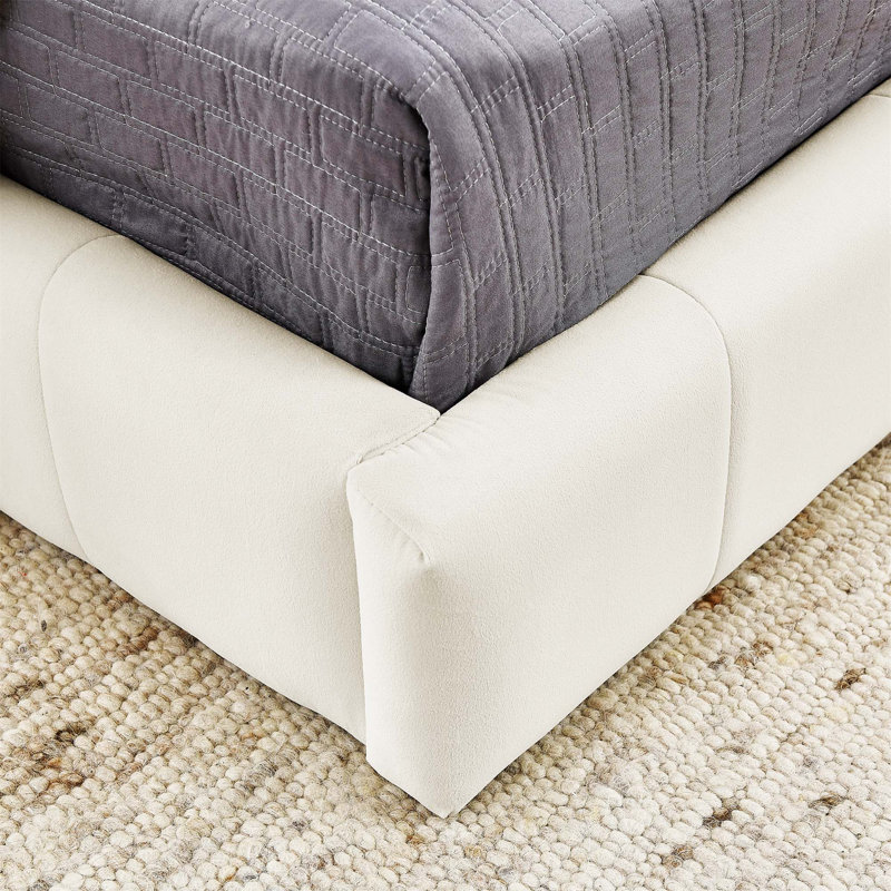 Lit à panneau tapissier Anneka, Beige