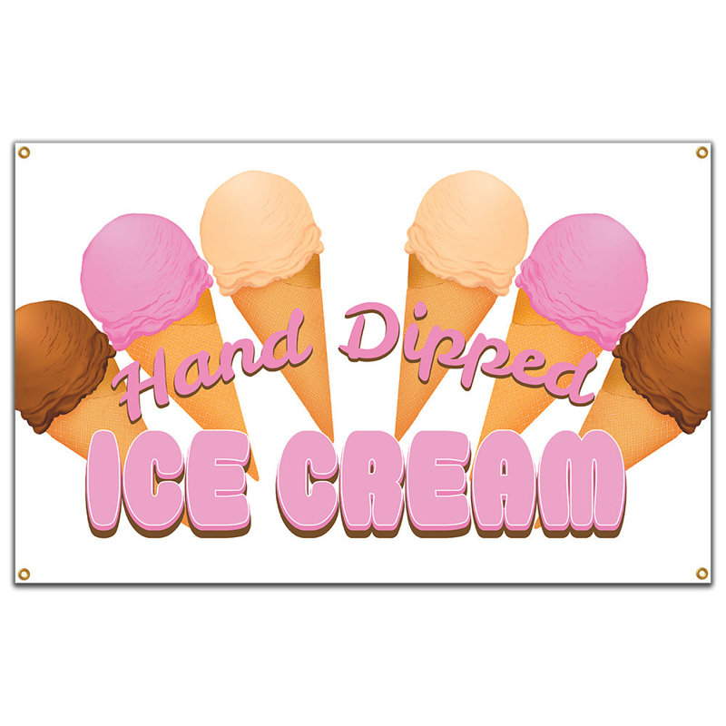 Bannière de crème glacée trempée à la main